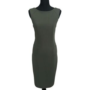 Bebe Small Green Sleeveless Midi Bodycon Dress